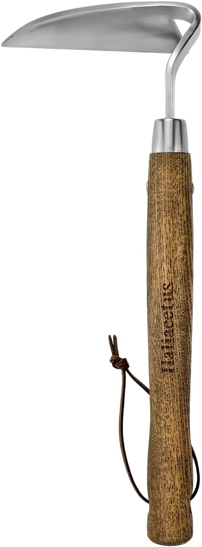 Gardening Sickle Hoe, 13'' Japanese Bent Angle Weeding Sickle