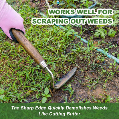 Gardening Sickle Hoe, 13'' Japanese Bent Angle Weeding Sickle