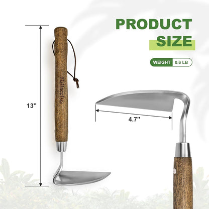 Gardening Sickle Hoe, 13'' Japanese Bent Angle Weeding Sickle