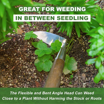 Gardening Sickle Hoe, 13'' Japanese Bent Angle Weeding Sickle