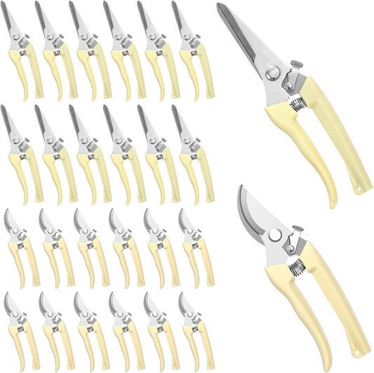 24pcs pruning shears for gardening Garden Flower Shears garden shear gardening scissors flower cutting scissors hedge clippers Beige flowers clippers Handheld Heavy Duty Plant Scissor