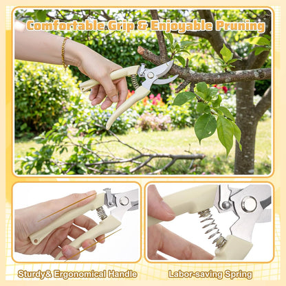 24pcs pruning shears for gardening Garden Flower Shears garden shear gardening scissors flower cutting scissors hedge clippers Beige flowers clippers Handheld Heavy Duty Plant Scissor
