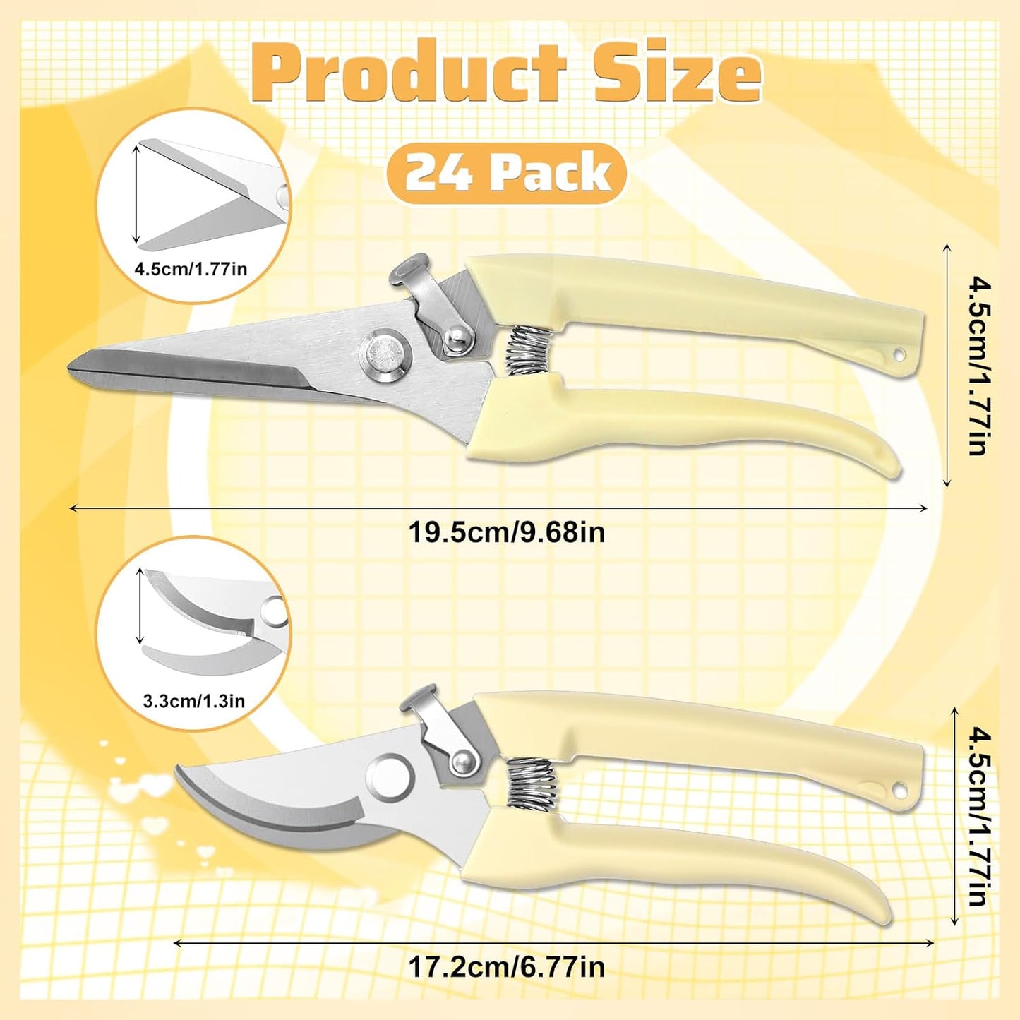 24pcs pruning shears for gardening Garden Flower Shears garden shear gardening scissors flower cutting scissors hedge clippers Beige flowers clippers Handheld Heavy Duty Plant Scissor