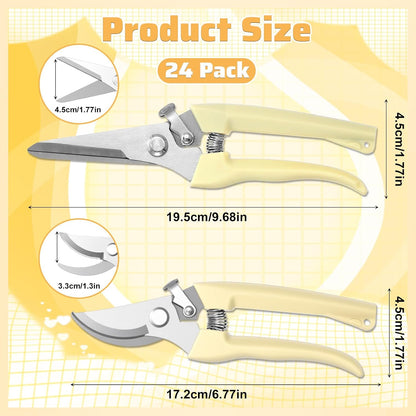 24pcs pruning shears for gardening Garden Flower Shears garden shear gardening scissors flower cutting scissors hedge clippers Beige flowers clippers Handheld Heavy Duty Plant Scissor