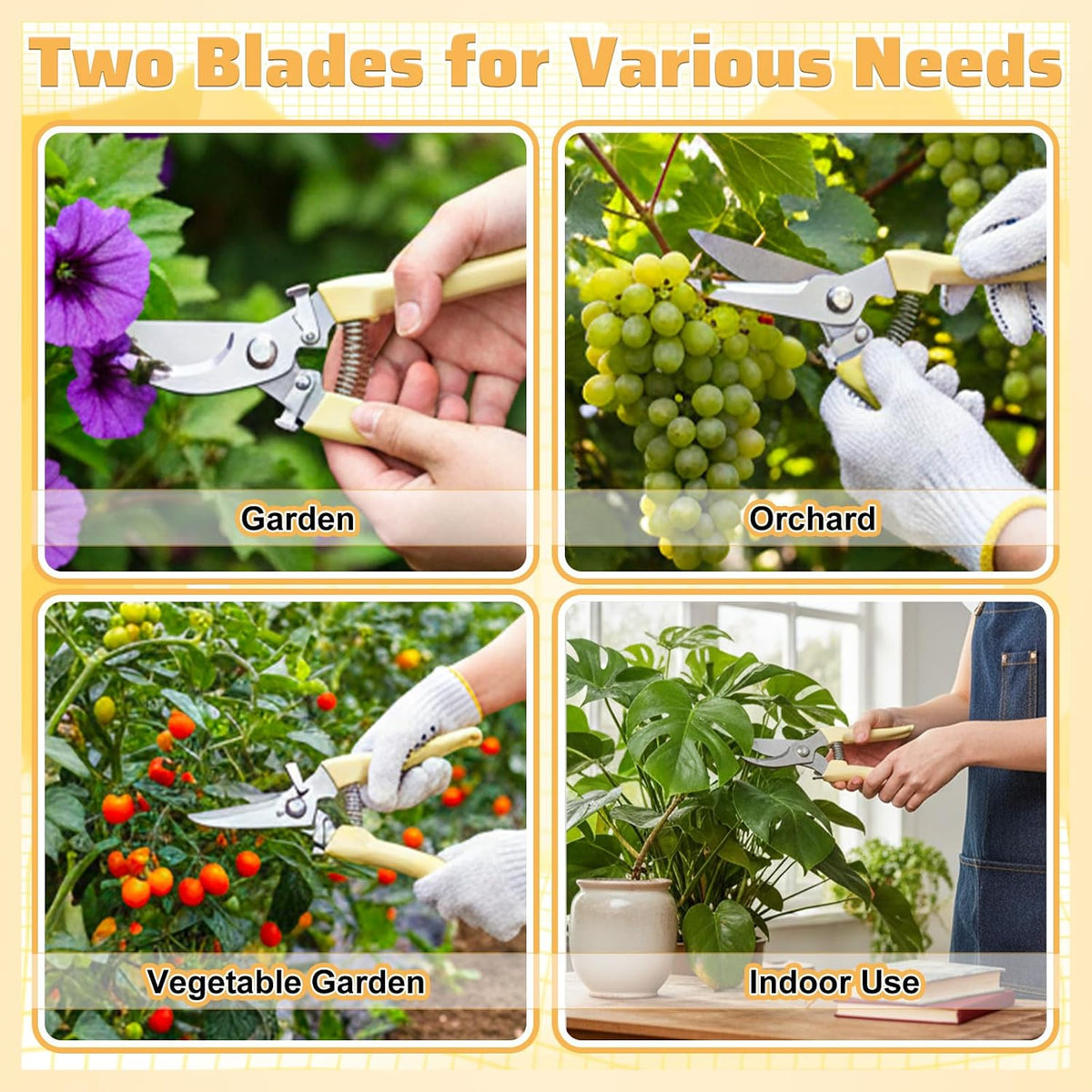 24pcs pruning shears for gardening Garden Flower Shears garden shear gardening scissors flower cutting scissors hedge clippers Beige flowers clippers Handheld Heavy Duty Plant Scissor