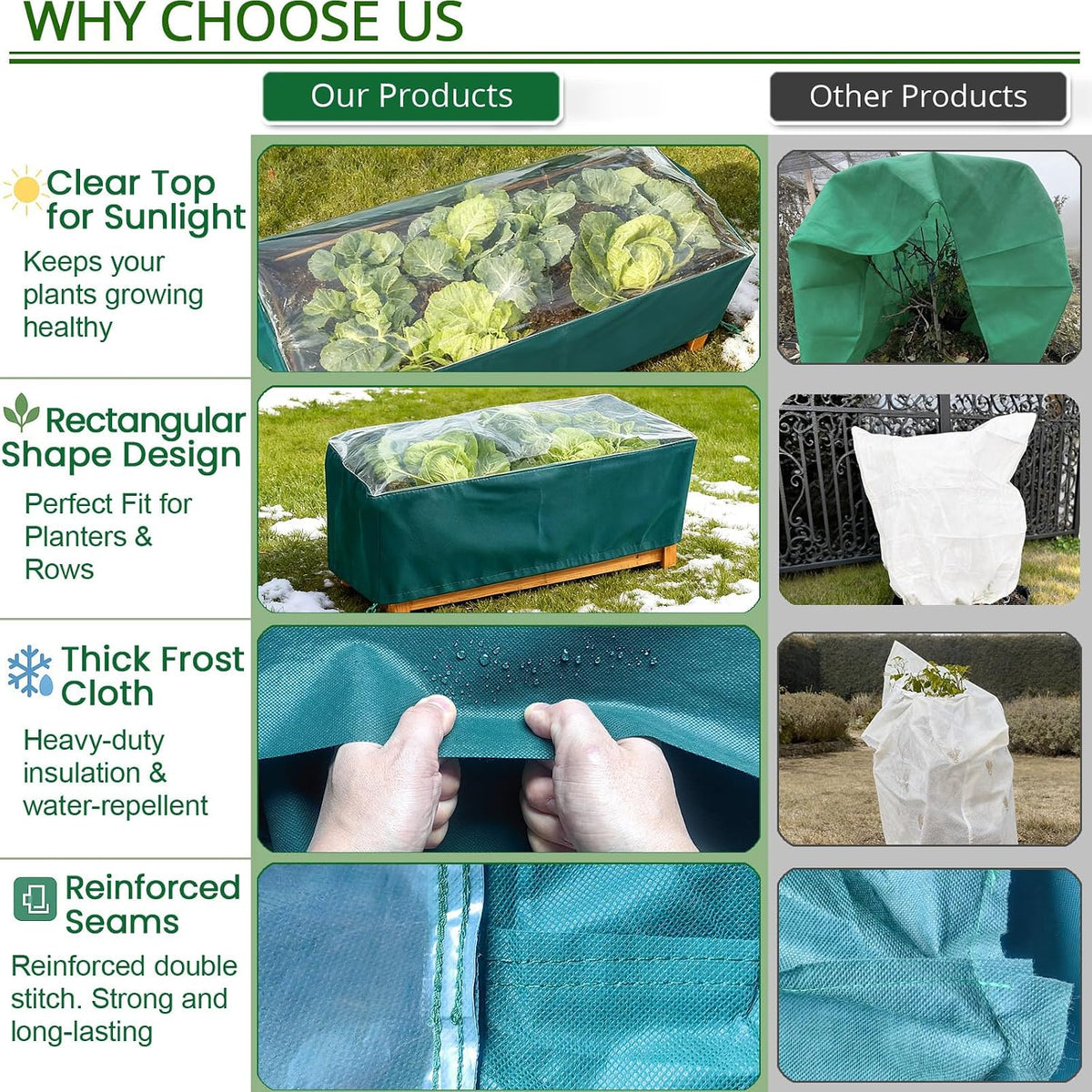 2 Packs L59" x W18" x H30" Winter Plant Cover – Frost & Freeze Protection Jacket with Transparent Top, 3.5oz/yd² Thick Frost Cloth With Drawstring for Outdoor Shrubs, Trees, and Potted Plants