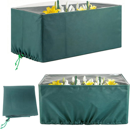 2 Packs L59" x W18" x H30" Winter Plant Cover – Frost & Freeze Protection Jacket with Transparent Top, 3.5oz/yd² Thick Frost Cloth With Drawstring for Outdoor Shrubs, Trees, and Potted Plants
