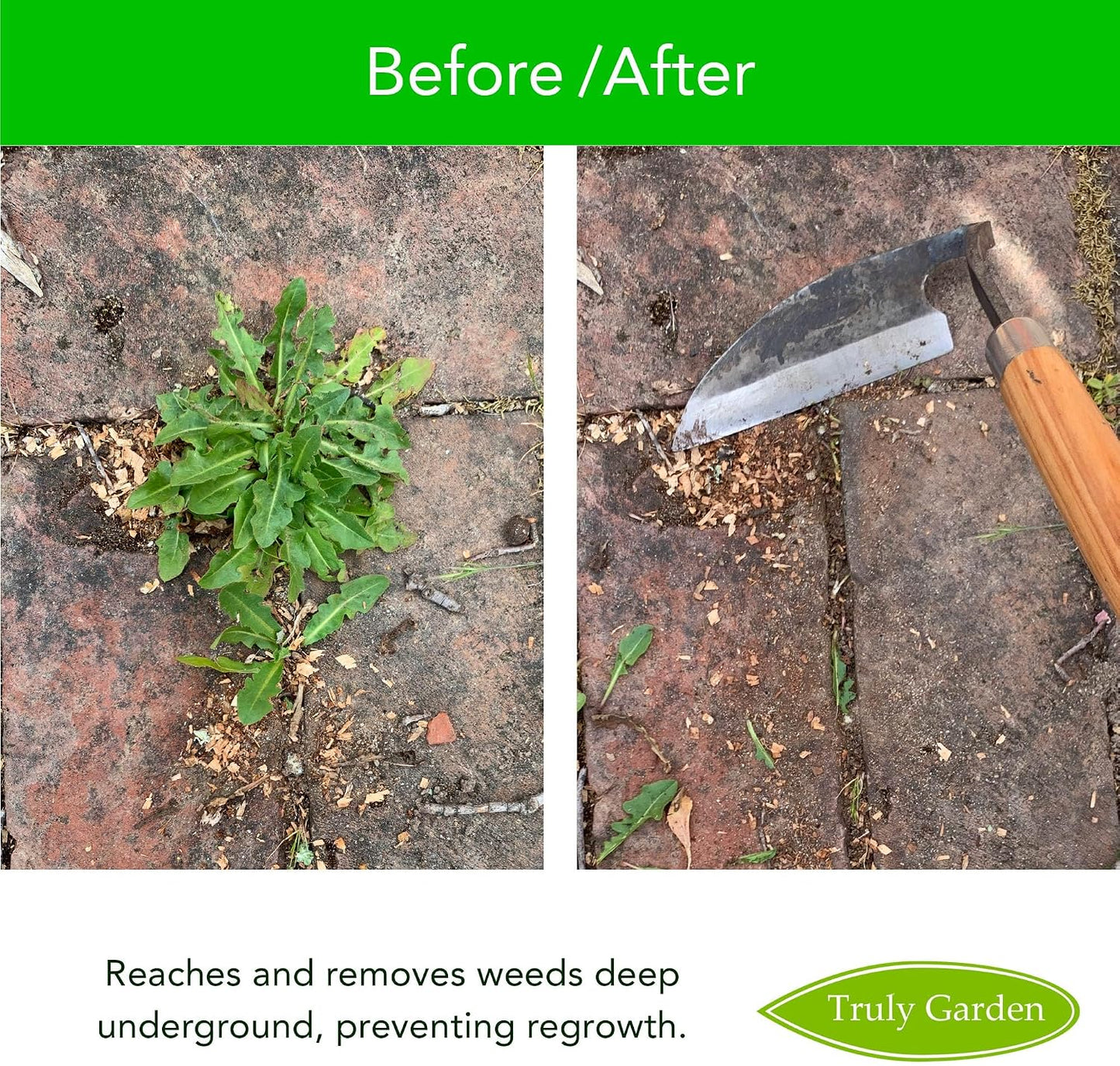 Effortless Weeding: Sharp Sickle Cuts Roots, Saves Time - with Thick Leather Sheath & Sharpening Stone