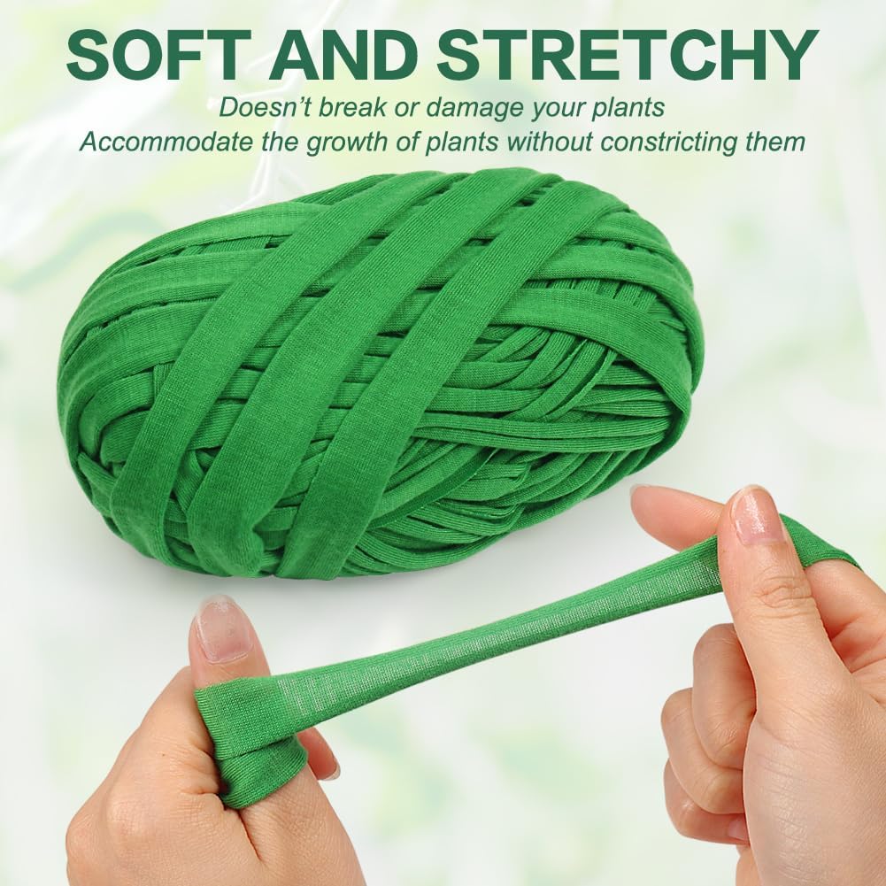 2Pk 196ft Garden Twine Stretchy Green Cloth for Tomatoes