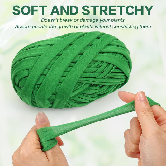 2Pk 196ft Garden Twine Stretchy Green Cloth for Tomatoes