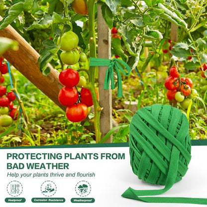 2Pk 196ft Garden Twine Stretchy Green Cloth for Tomatoes