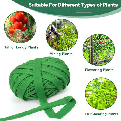 2Pk 196ft Garden Twine Stretchy Green Cloth for Tomatoes