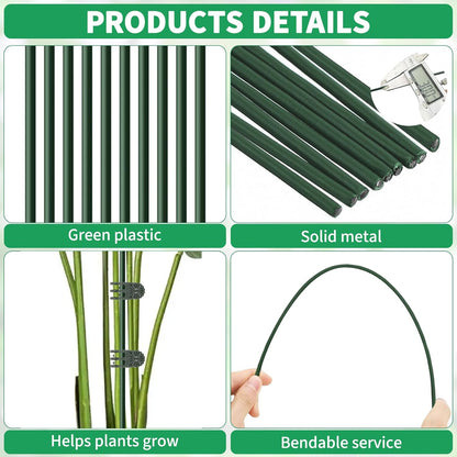 10pcs 15.7" Plant Stakes with 15pcs Clips, Bendable Orchid Stakes and Clips Set Support Tall for Indoor/Outdoor Plants,Potted Plants,Single Stem Vines Flower Plant Support Sticks for Orchid Rose Peony