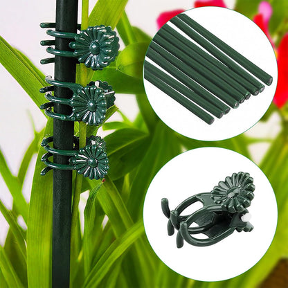 10pcs 15.7" Plant Stakes with 15pcs Clips, Bendable Orchid Stakes and Clips Set Support Tall for Indoor/Outdoor Plants,Potted Plants,Single Stem Vines Flower Plant Support Sticks for Orchid Rose Peony