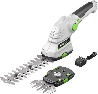 PHALANX Cordless Grass Shears 2-in-1 Handheld Hedge Trimmer,7.2V Electric Grass Trimmer Turnable Handle, Rechargeable Lithium-Ion Battery and Charger Included for Lawn/Garden (Renewed)