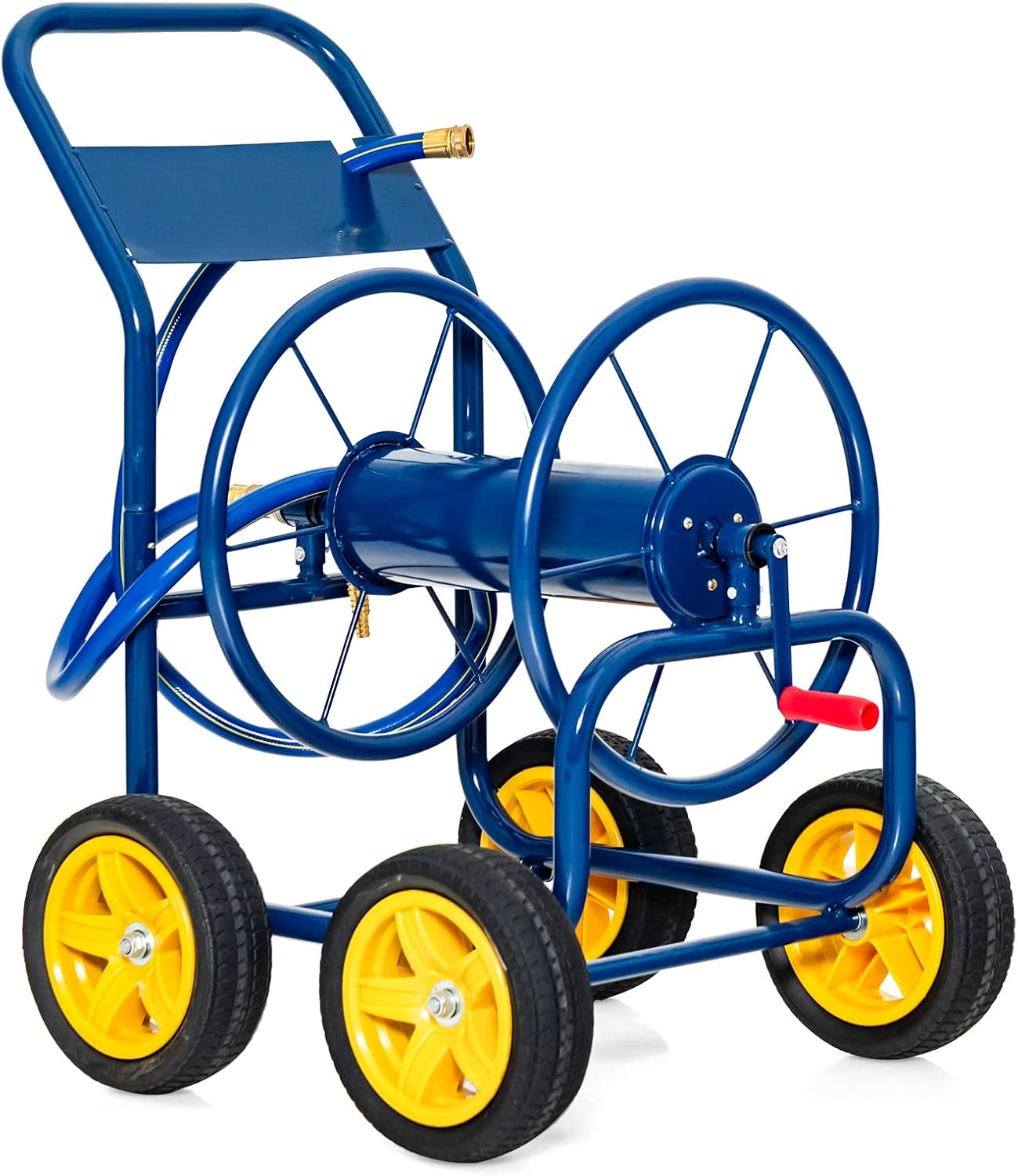 Garden Hose Reel Cart - Water Hose Cart with 4 Wheels & Non-slip Grip, Outside Portable Water Hose Holder, Hold 330 FT of 5/8" or 3/4", 400 FT of 1/2’’ Hose for Lawn Garden Yard Watering, Blue