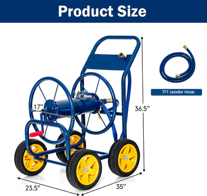 Garden Hose Reel Cart - Water Hose Cart with 4 Wheels & Non-slip Grip, Outside Portable Water Hose Holder, Hold 330 FT of 5/8" or 3/4", 400 FT of 1/2’’ Hose for Lawn Garden Yard Watering, Blue