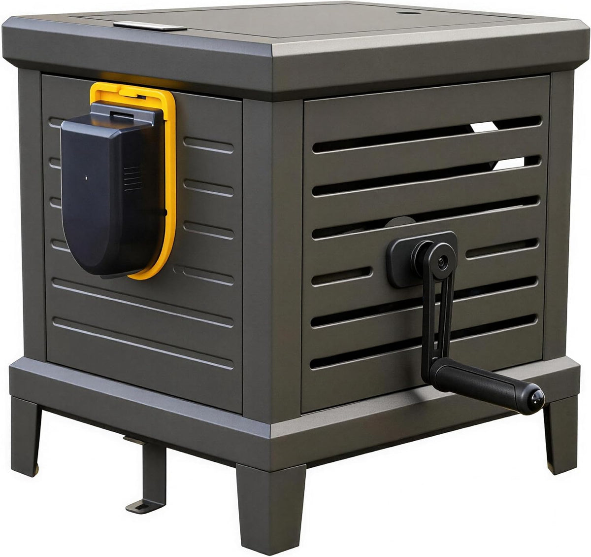 Hose Reel, Heavy Duty Metal Deck Box Hideaway Holds 125 ft x 5/8" Hose, Garden Hose Reel with Never-Leak System, Manual Crank Handle, Hose Guide, Ideal for Yards, Patios, and Garden Sheds
