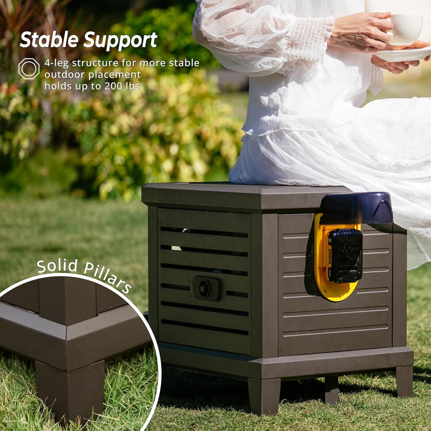 Hose Reel, Heavy Duty Metal Deck Box Hideaway Holds 125 ft x 5/8" Hose, Garden Hose Reel with Never-Leak System, Manual Crank Handle, Hose Guide, Ideal for Yards, Patios, and Garden Sheds