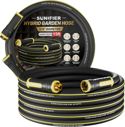 6 ft Leader Hose Extension, Hybrid Rubber Short Garden Hose, Heavy Duty Kink-Free Water Hose, 6-Layer Reinforced, 600 PSI Burst Pressure, All-Weather Flexible (Black,6 ft)