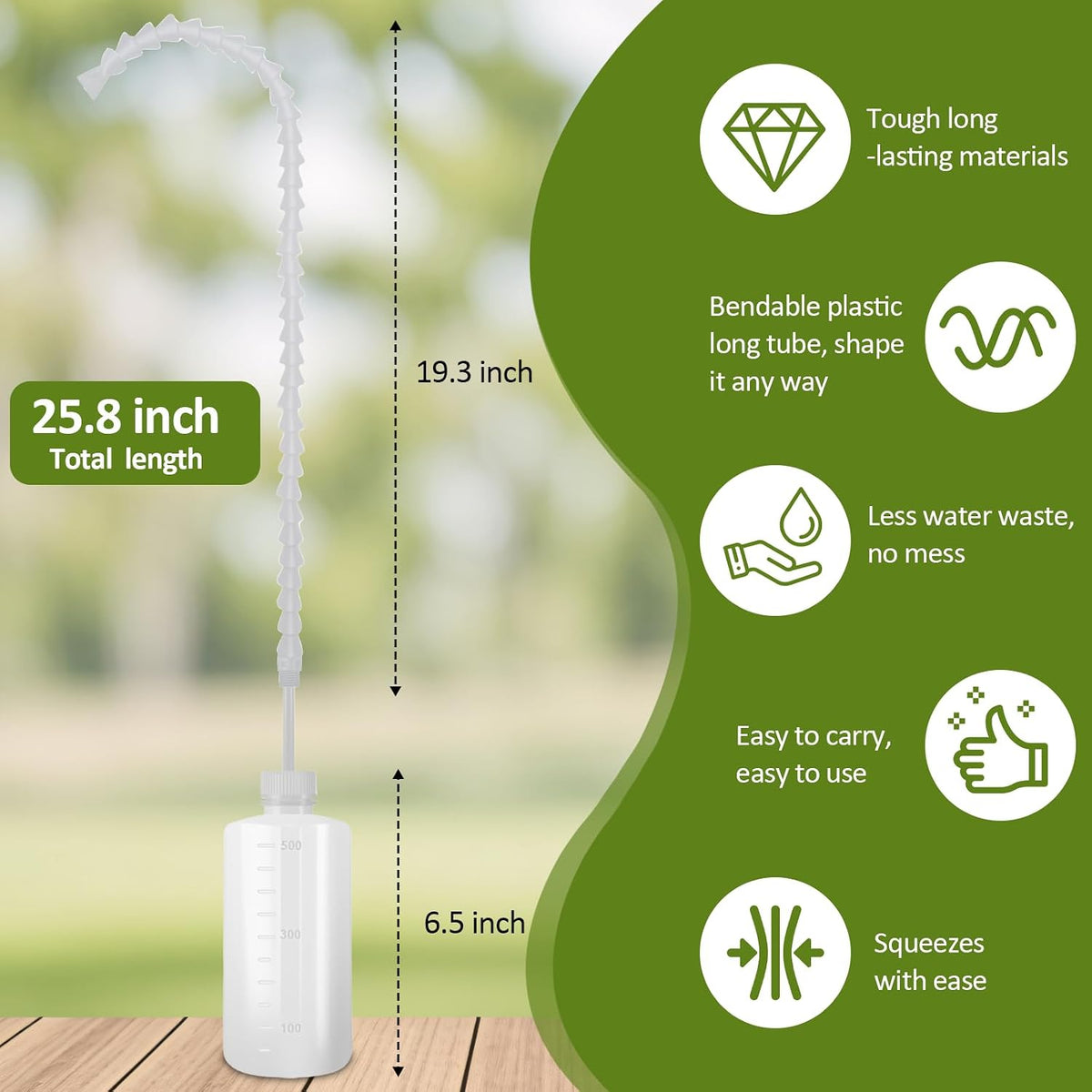 Squeeze Bottle for Hanging Plants - 16.9oz (500ml) 19.6 Inch Long Nozzle Watering Container with Adjustable Angle for Indoor & Outdoor Ceiling-Hung Plants