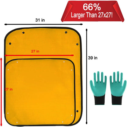 39"x31" Orange Thickened Repotting Mat for Plant Transplanting, Waterproof Tray for Potting Soil Mess Control, Portable Gardening Mat with Protective Gloves, Best Gift for Gardeners