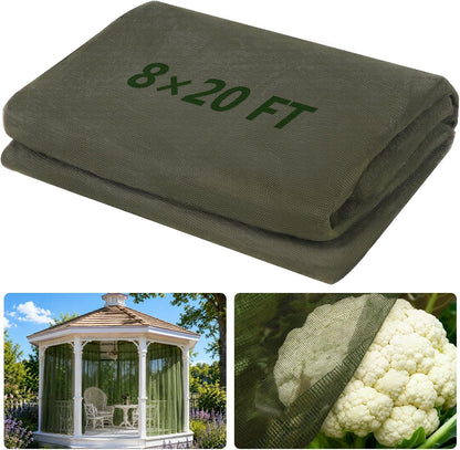 Green DIY Garden Mosquito Netting, 8×20 Ft Ultra Fine Garden Insect Mesh Netting Pest Barrier, Raised Beds Plant Netting Cover, Outdoor Patio Porch Balcony Screen Net