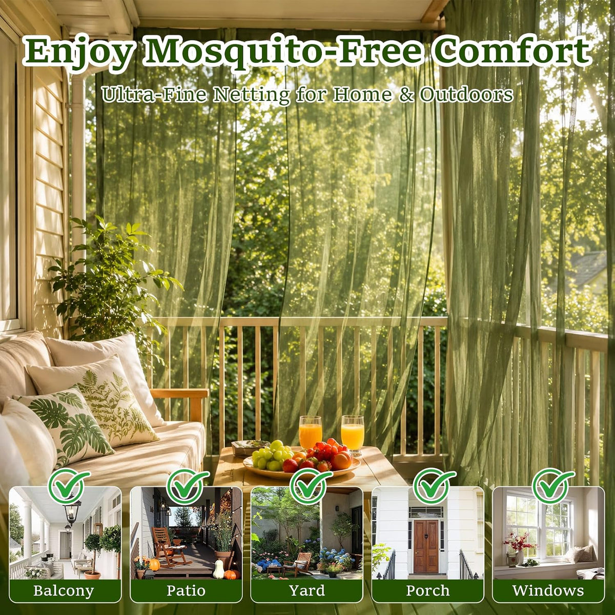 Green DIY Garden Mosquito Netting, 8×20 Ft Ultra Fine Garden Insect Mesh Netting Pest Barrier, Raised Beds Plant Netting Cover, Outdoor Patio Porch Balcony Screen Net