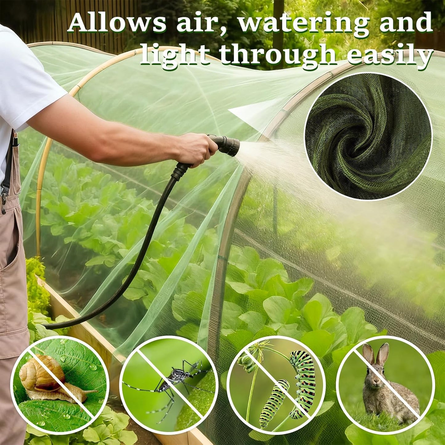Green DIY Garden Mosquito Netting, 8×20 Ft Ultra Fine Garden Insect Mesh Netting Pest Barrier, Raised Beds Plant Netting Cover, Outdoor Patio Porch Balcony Screen Net