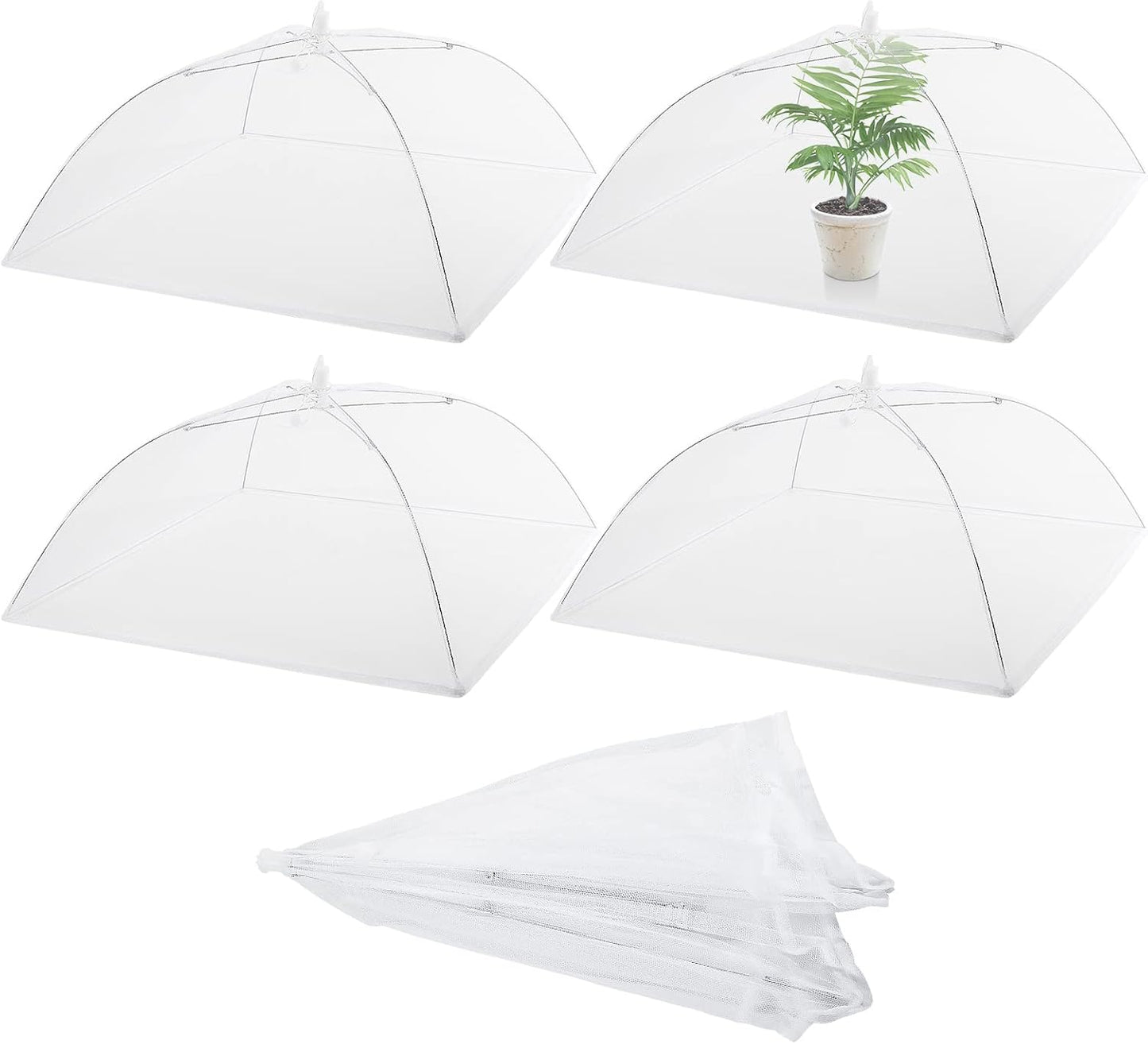 4 Pack Mesh Plant Cover Dome Tent Protector,17 X 17 Inch,White