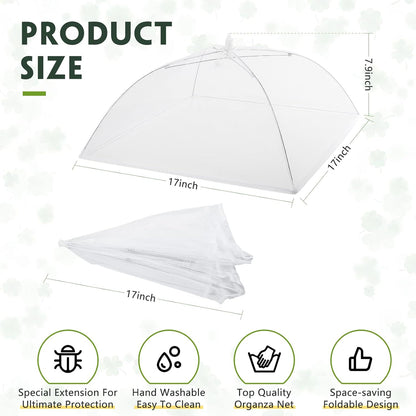 4 Pack Mesh Plant Cover Dome Tent Protector,17 X 17 Inch,White