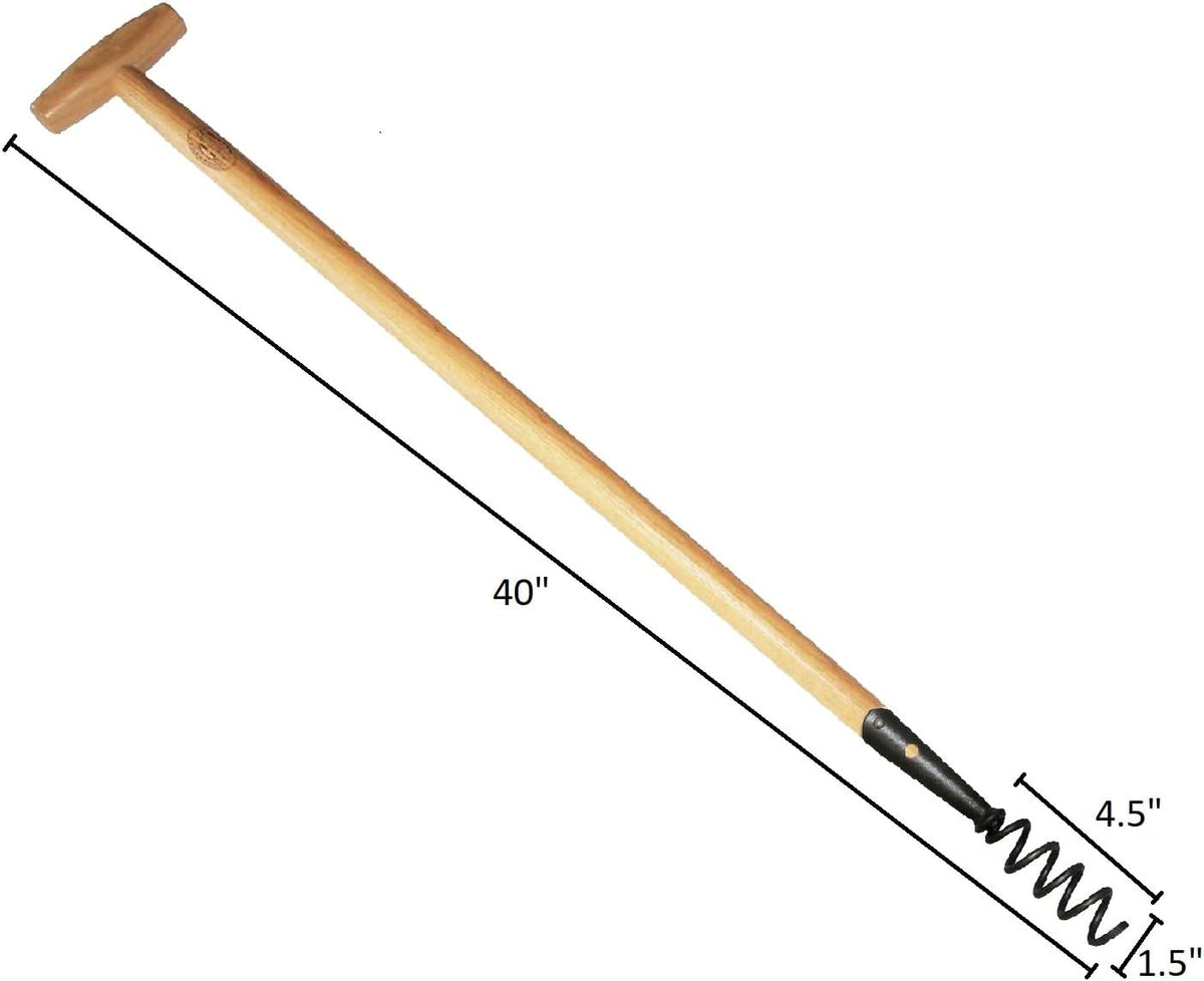 DeWit Corkscrew Weeder – Tempered Boron Steel Root Remover Tool – 22.25” Long with T-Handle – Chemical-Free Dandelion Puller & Compost Aerator – Handcrafted Garden Tool
