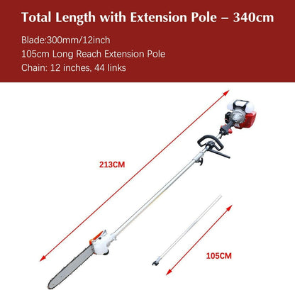 16ft Powerful Gas Pole Chainsaw 42.7CC 2-Cycle Cordless Extension Pole Saw Tree Trimmer Long Reach Saw,Tree Branch Pruner, Long Pruning Chain Saw for Tree Pruning and Maintenance