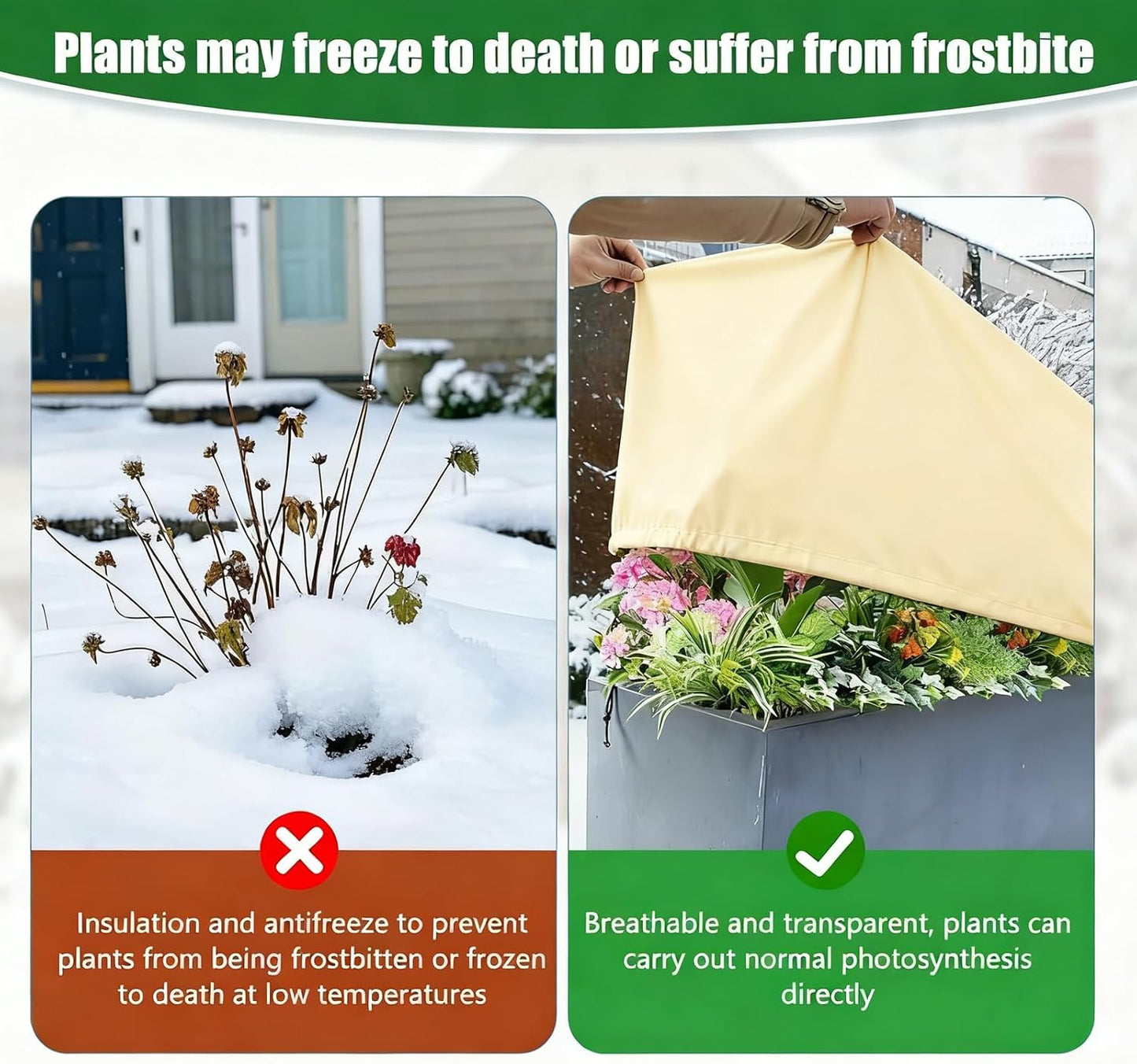 Frost Cloth Plant Freeze Protection, 4-Packfrost Blankets for Outdoor Plants,31.4 × 39.3 Inchesplant Frost Protection Covers.