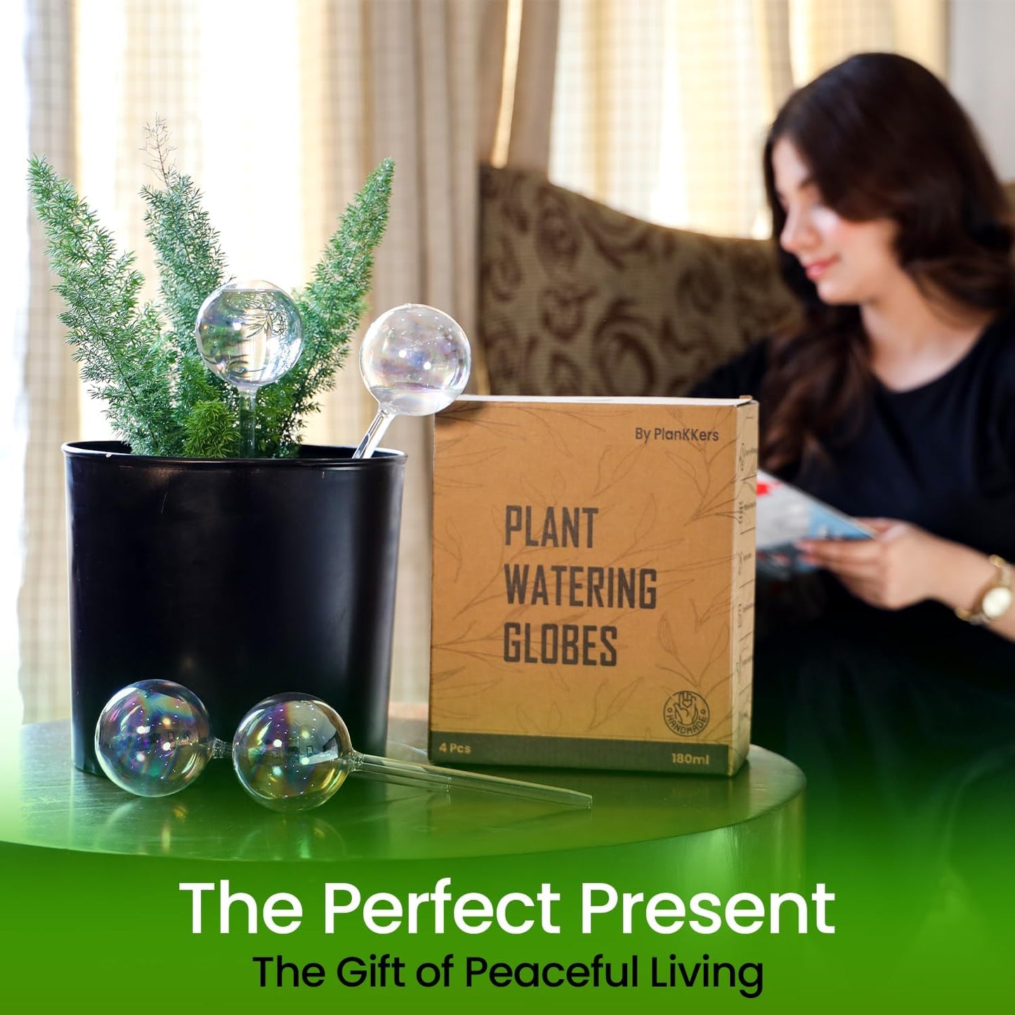 Iridescent Self Watering Globes, Glass Rainbow Plant Watering Globes, Self Watering Planter Insert, Automatic Plant Waterer Indoor (Medium-2 Pcs Iridescent, Medium)