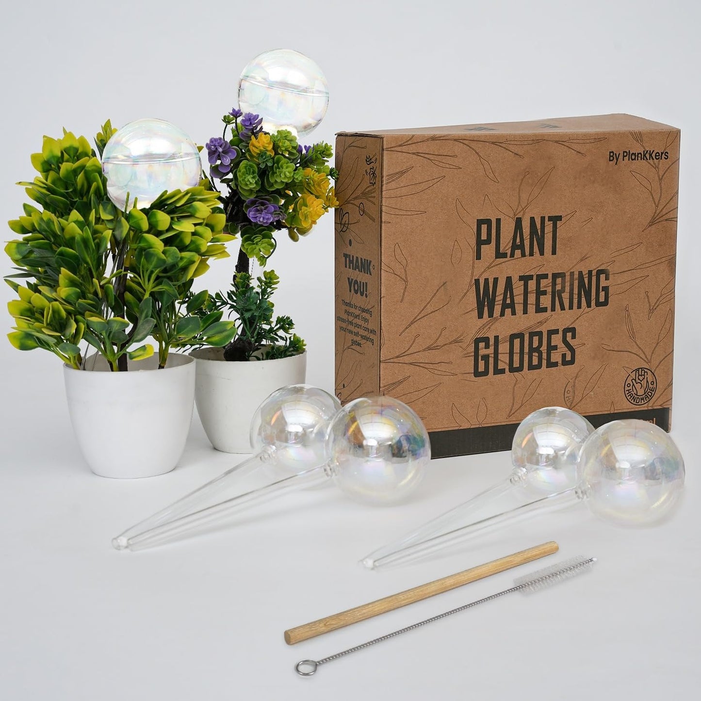 Iridescent Self Watering Globes, Glass Rainbow Plant Watering Globes, Self Watering Planter Insert, Automatic Plant Waterer Indoor (Medium-2 Pcs Iridescent, Medium)