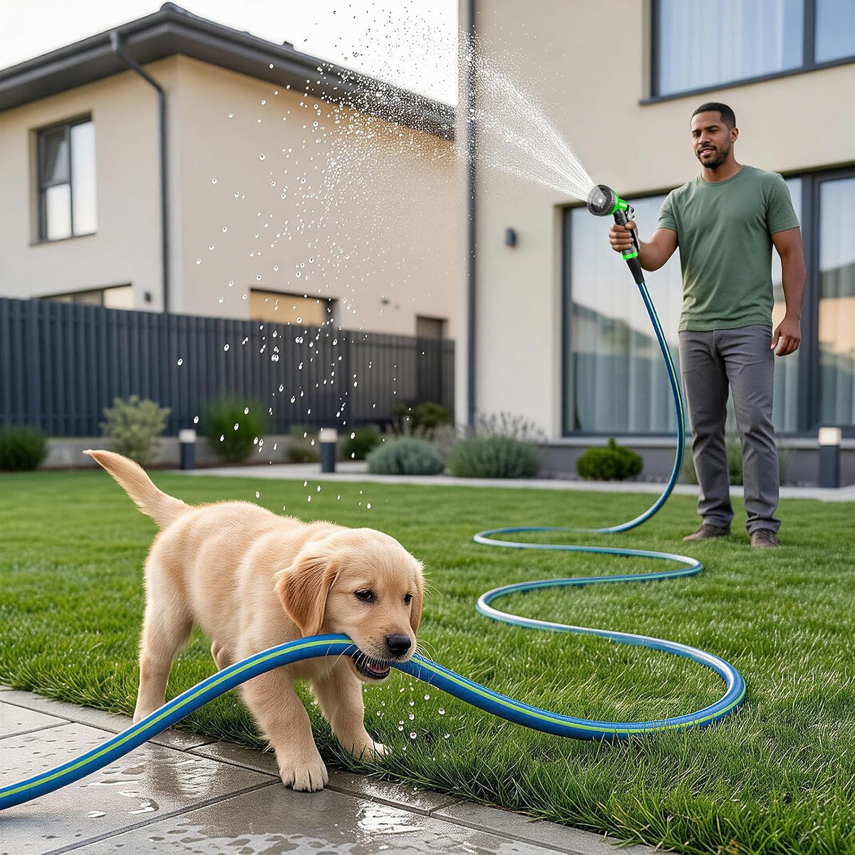 Short Garden Hose 5/8” 5FT: Burst-Resistant Water Hose with Sturdy Brass Fittings - Lead-Free Hose for Car Washing Pet Bathing - Lightweight for Outside Campers RV, Car Wash, Watering, Green