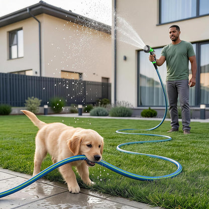 Short Garden Hose 5/8” 5FT: Burst-Resistant Water Hose with Sturdy Brass Fittings - Lead-Free Hose for Car Washing Pet Bathing - Lightweight for Outside Campers RV, Car Wash, Watering, Green