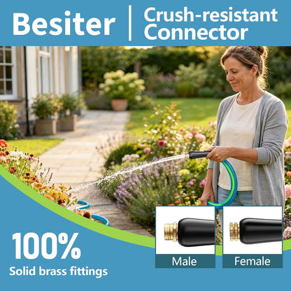 Short Garden Hose 5/8” 5FT: Burst-Resistant Water Hose with Sturdy Brass Fittings - Lead-Free Hose for Car Washing Pet Bathing - Lightweight for Outside Campers RV, Car Wash, Watering, Green