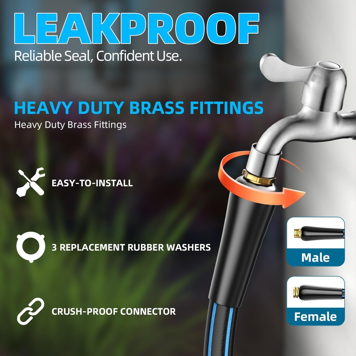 Short Garden Hose 5/8” 5FT: Burst-Resistant Water Hose with Sturdy Brass Fittings - Lead-Free Hose for Car Washing Pet Bathing - Lightweight for Outside Campers RV, Car Wash, Watering, Green