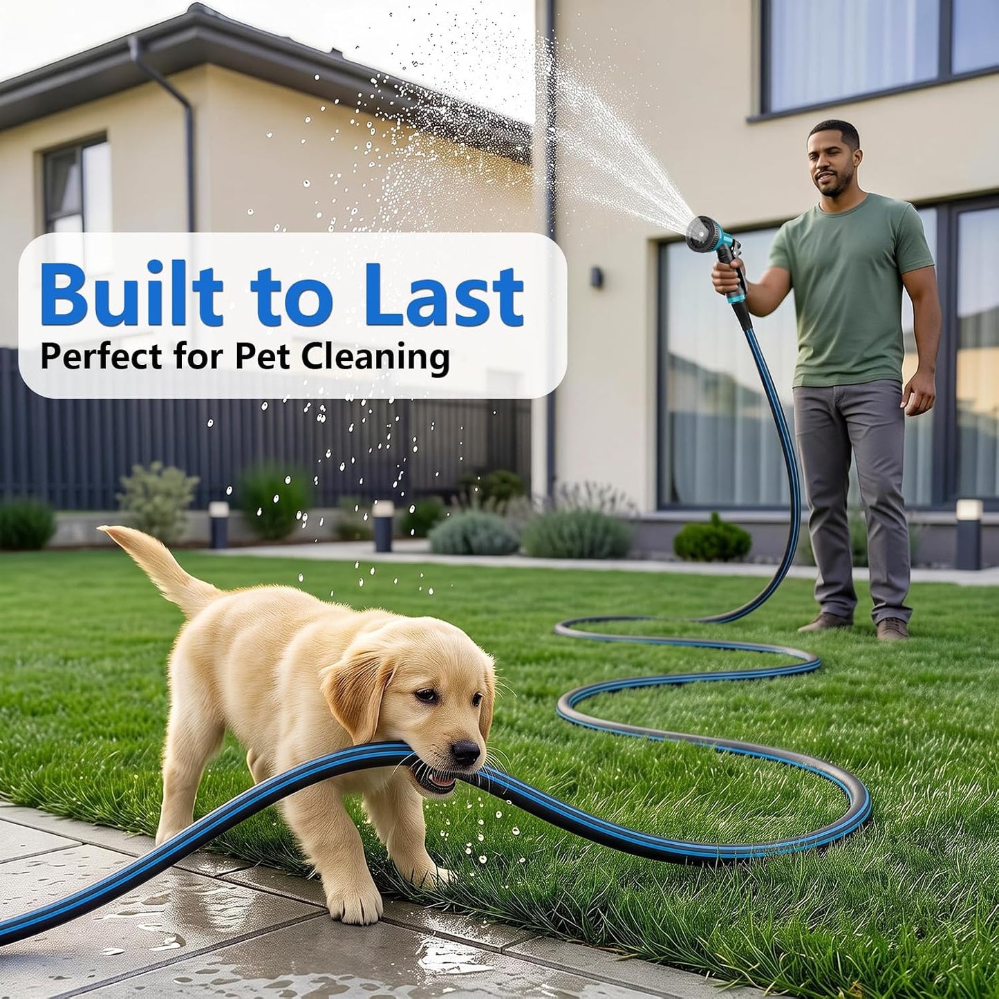 Short Garden Hose 5/8” 5FT: Burst-Resistant Water Hose with Sturdy Brass Fittings - Lead-Free Hose for Car Washing Pet Bathing - Lightweight for Outside Campers RV, Car Wash, Watering, Green