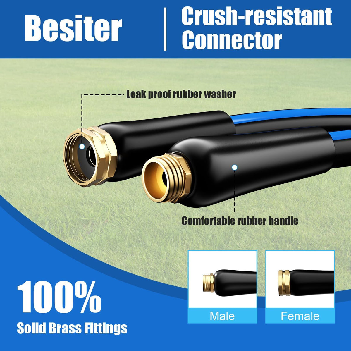 Short Garden Hose 5/8” 5FT: Burst-Resistant Water Hose with Sturdy Brass Fittings - Lead-Free Hose for Car Washing Pet Bathing - Lightweight for Outside Campers RV, Car Wash, Watering, Green