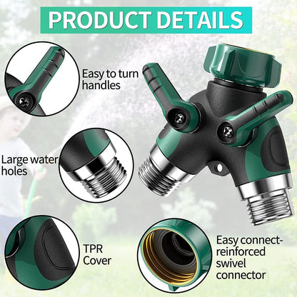 2-Way Y Garden Hose Splitter with Garden Hose Extension Adapter
