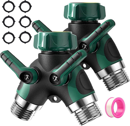 2-Way Y Garden Hose Splitter with Garden Hose Extension Adapter
