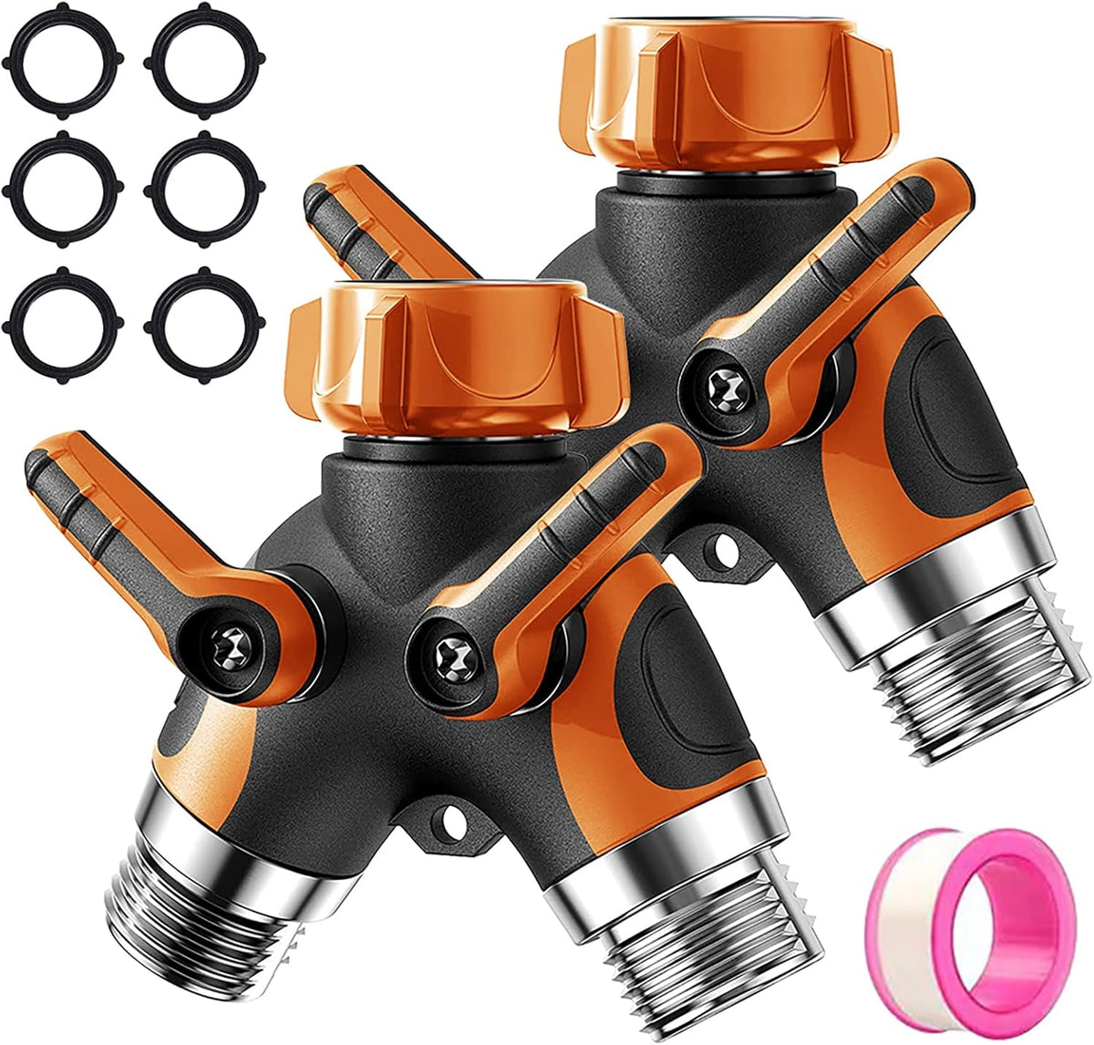 2-Way Y Garden Hose Splitter with Garden Hose Extension Adapter