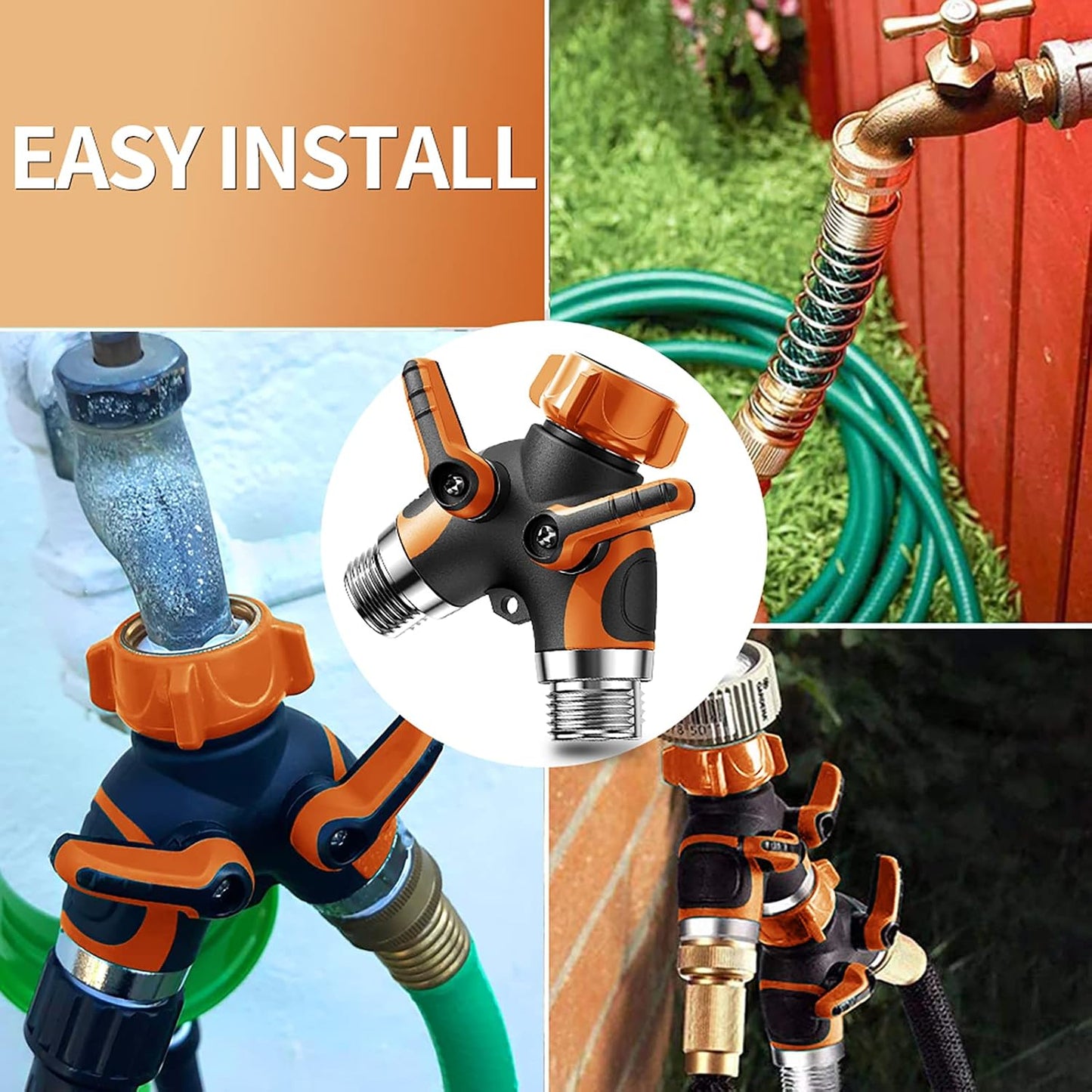 2-Way Y Garden Hose Splitter with Garden Hose Extension Adapter