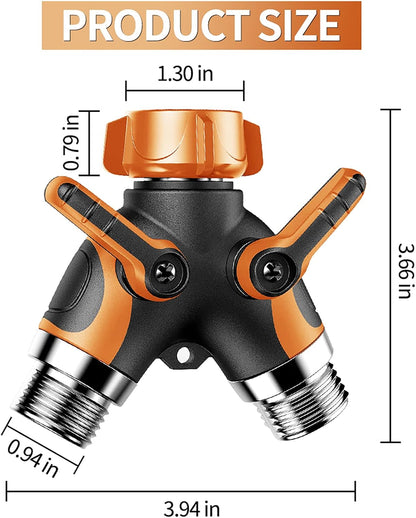 2-Way Y Garden Hose Splitter with Garden Hose Extension Adapter