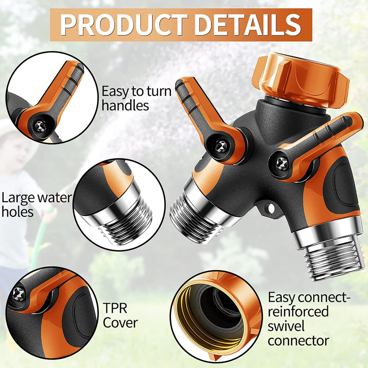 2-Way Y Garden Hose Splitter with Garden Hose Extension Adapter