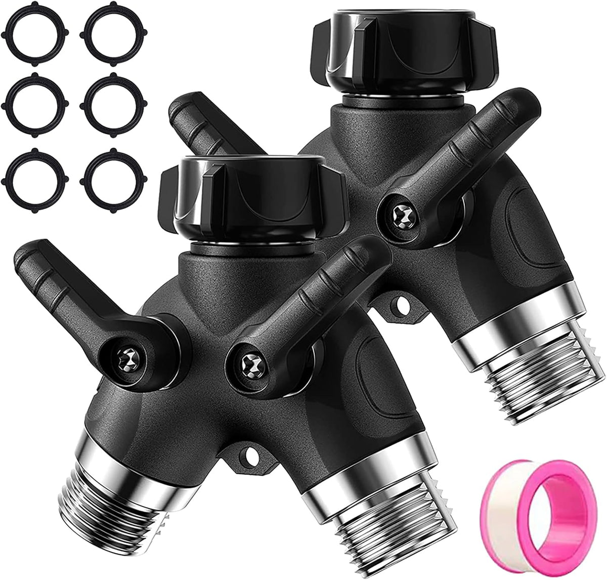2-Way Y Garden Hose Splitter with Garden Hose Extension Adapter