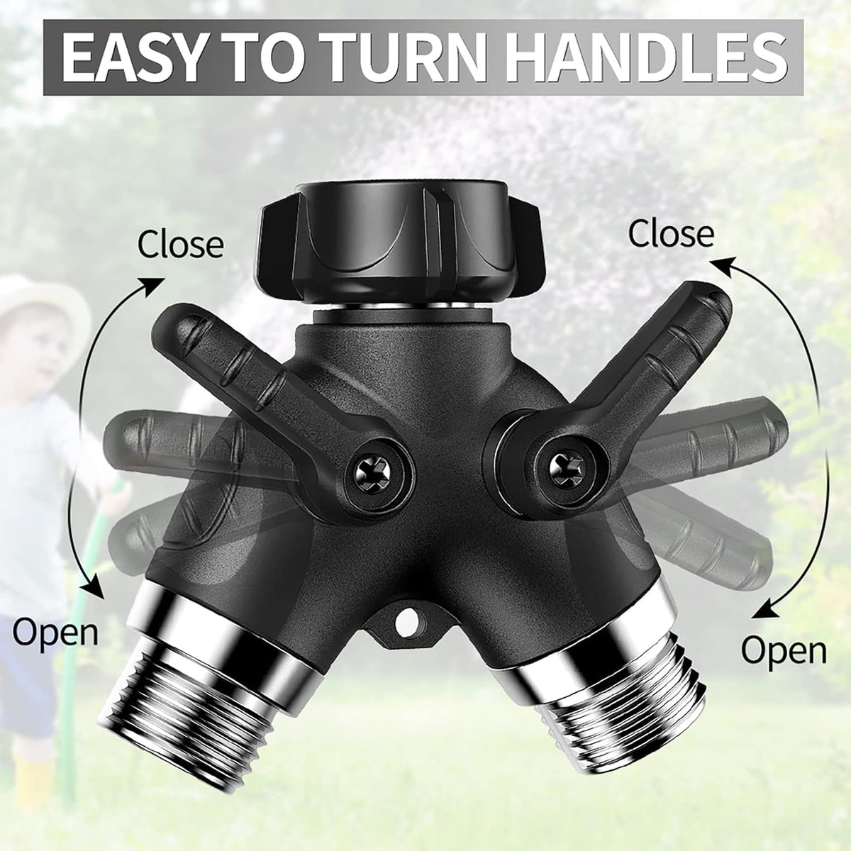 2-Way Y Garden Hose Splitter with Garden Hose Extension Adapter